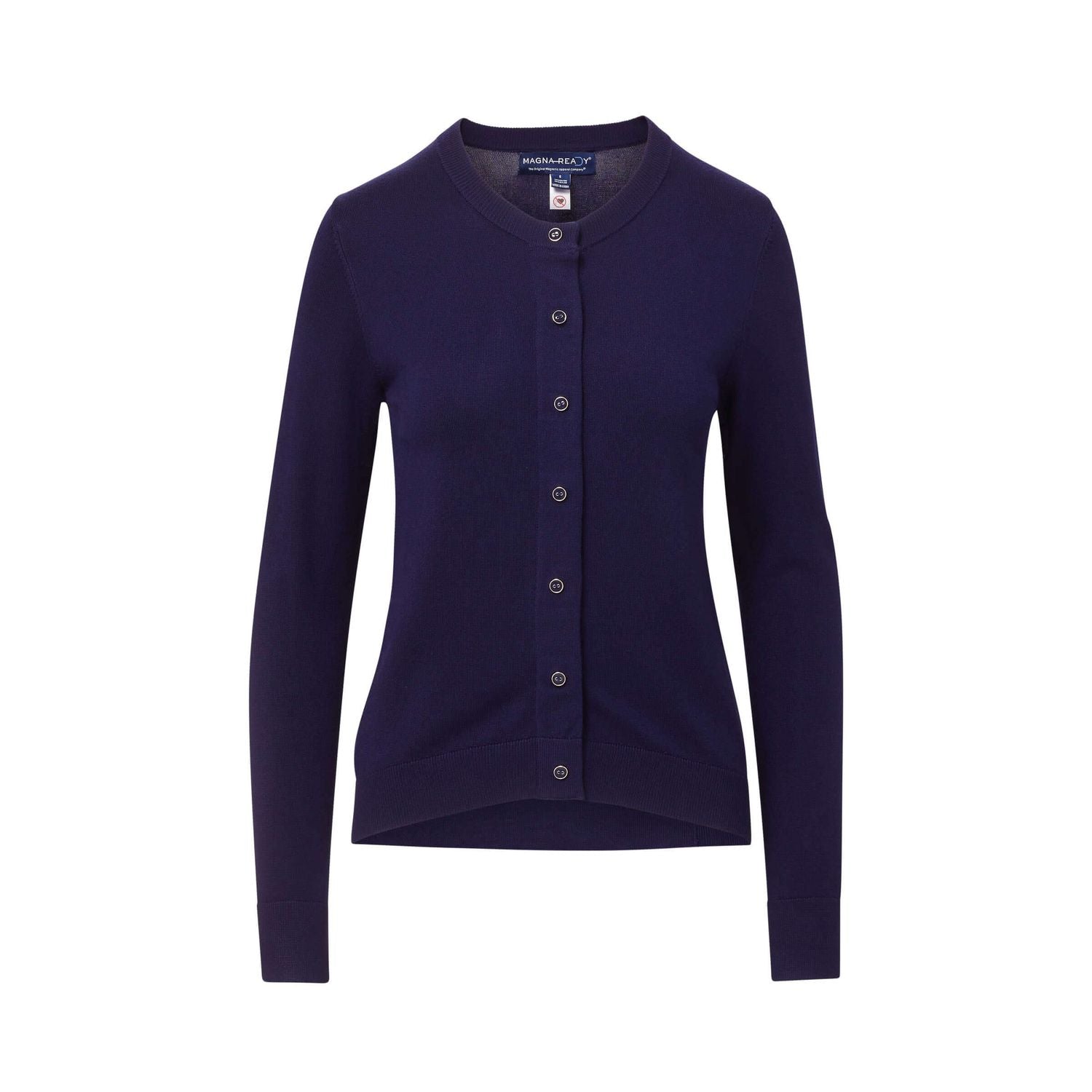 Women's Navy Adaptive Magnetic Front Knit Cardigan Sweater by MagnaReady®