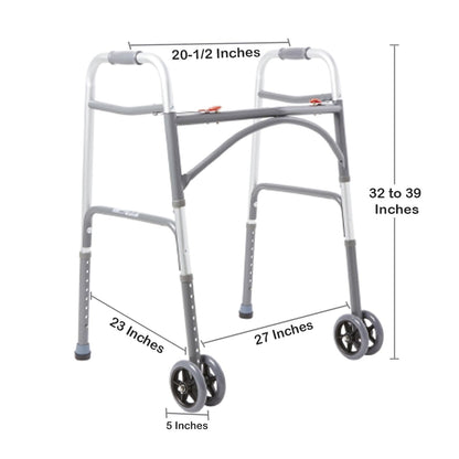 Bariatric Dual Release Folding Walker with Wheels