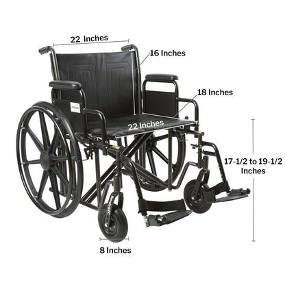 Bariatric Wheelchair McKesson Dual Axle Desk Length Arm Swing-Away Footrest 450 lbs. Weight Capacity