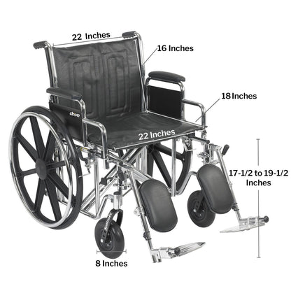 Bariatric Wheelchair McKesson Dual Axle Desk Length Arm Swing-Away Elevating Legrest 450 lbs. Weight Capacity