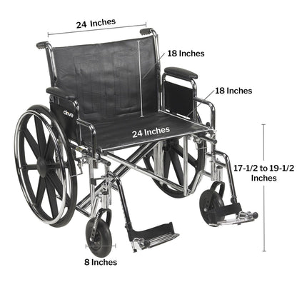 Bariatric Wheelchair McKesson Dual Axle Desk Length Arm Swing-Away Footrest 450 lbs. Weight Capacity