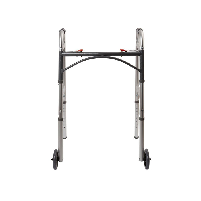 Dual Release Folding Walker with Wheels Adjustable Height