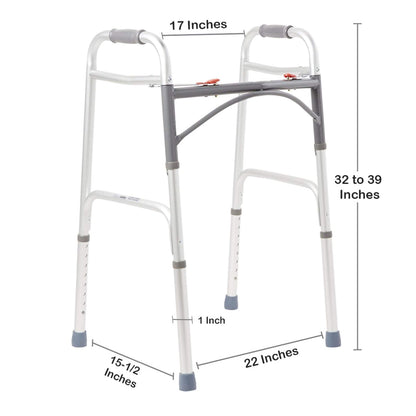 Dual Release Folding Walker Adjustable Height