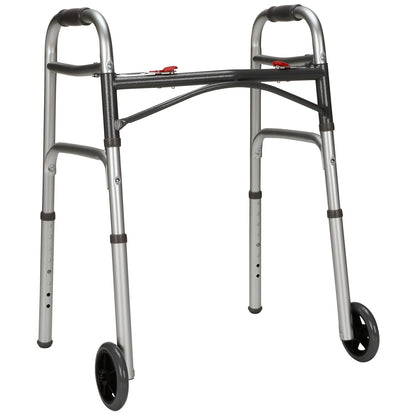 Junior Dual Release Folding Walker with Wheels Adjustable Height