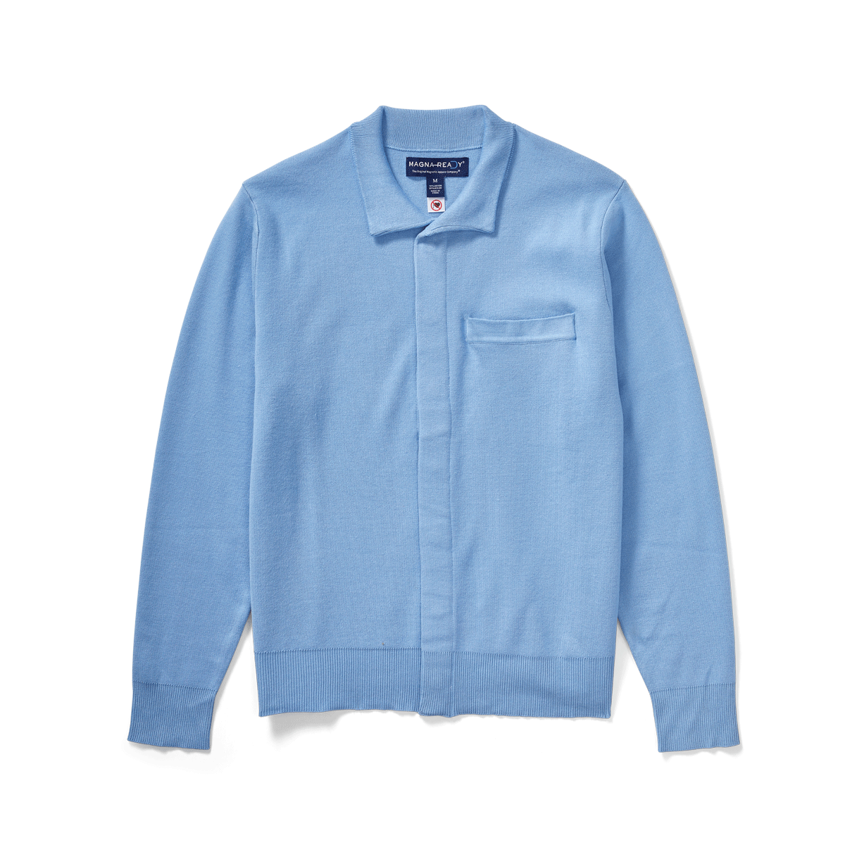 Classic Blue Adaptive Sweater with Magnetic Front Closure with Pocket