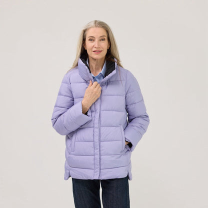 Weatherproof x MagnaReady Women's Magnetic Front Puffer Jacket Coat in Arctic Blue