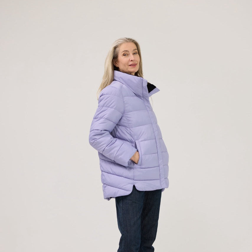 Weatherproof x MagnaReady Women's Magnetic Front Puffer Jacket Coat in Arctic Blue