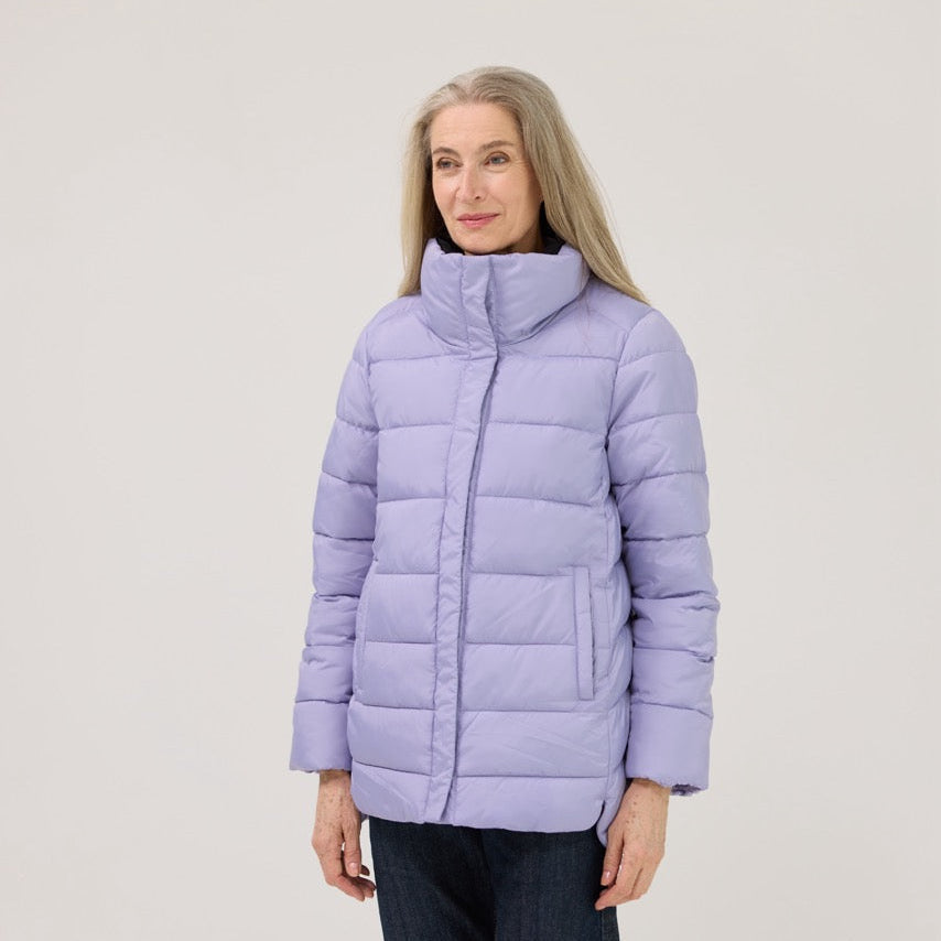 Weatherproof x MagnaReady Women's Magnetic Front Puffer Jacket Coat in Arctic Blue