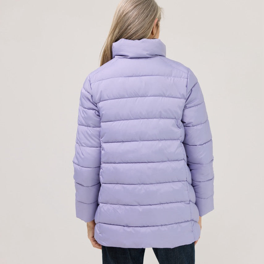 Weatherproof x MagnaReady Women's Magnetic Front Puffer Jacket Coat in Arctic Blue