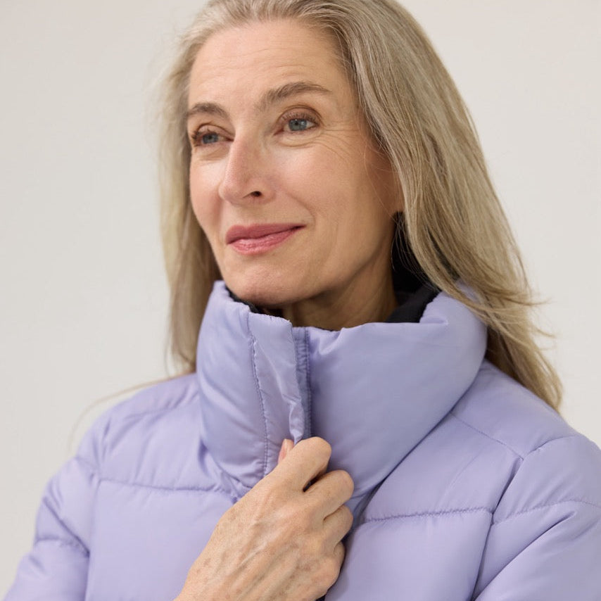 Weatherproof x MagnaReady Women's Magnetic Front Puffer Jacket Coat in Arctic Blue