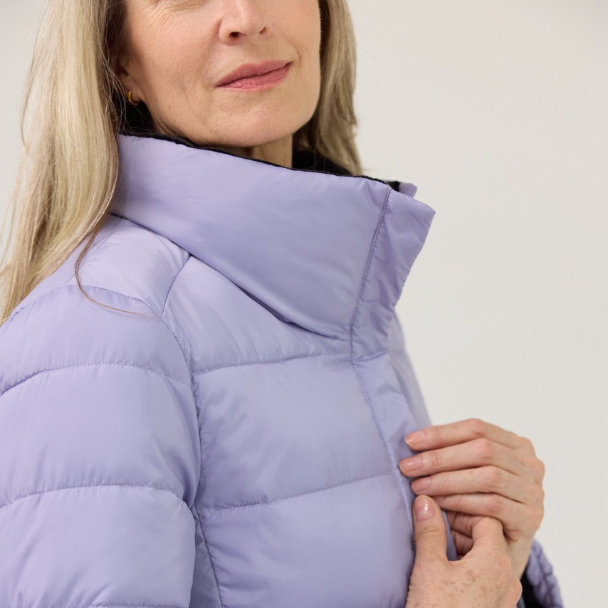 Weatherproof x MagnaReady Women's Magnetic Front Puffer Jacket Coat in Arctic Blue