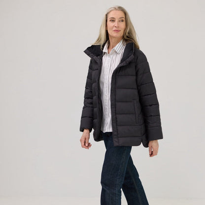 Weatherproof x MagnaReady Women's Magnetic Front Puffer Jacket Coat in Black