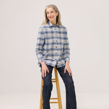 Women’s Adaptive Navy  Flannel Shirt with Magnetic Closures