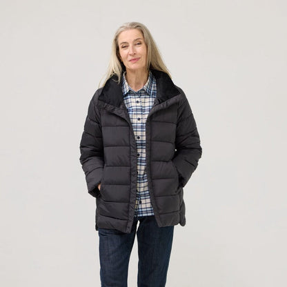 Weatherproof x MagnaReady Women's Magnetic Front Puffer Jacket Coat in Black