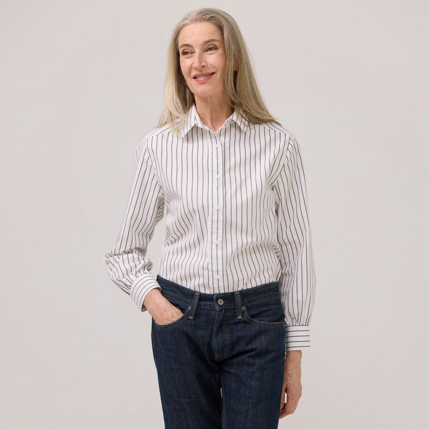 Women’s Magnetic Closure Classic Black and White Stripe
