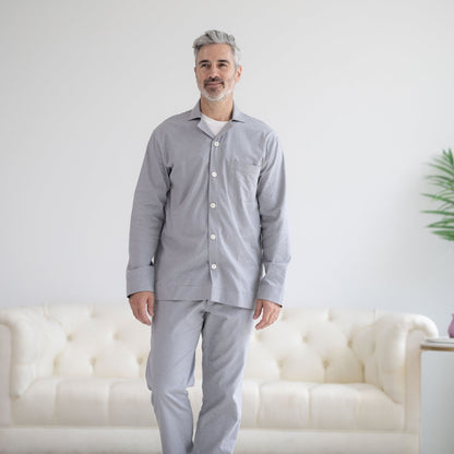 Long Sleeve Grey Pajama Top with Magnetic Closures
