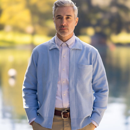 Classic Blue Adaptive Sweater with Magnetic Front Closure with Pocket