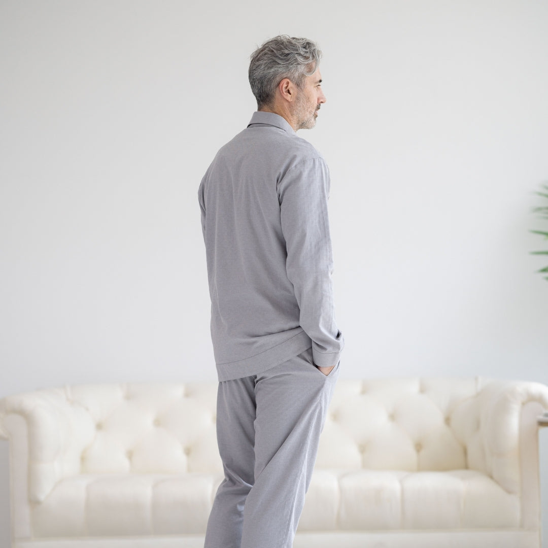 Long Sleeve Grey Pajama Top with Magnetic Closures