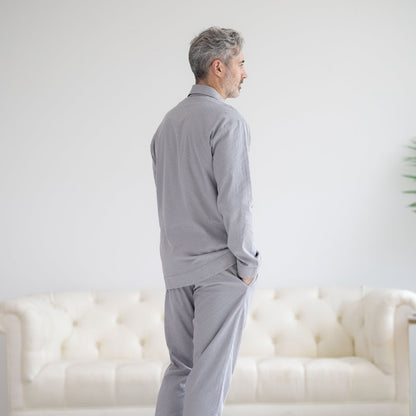 Long Sleeve Grey Pajama Top with Magnetic Closures