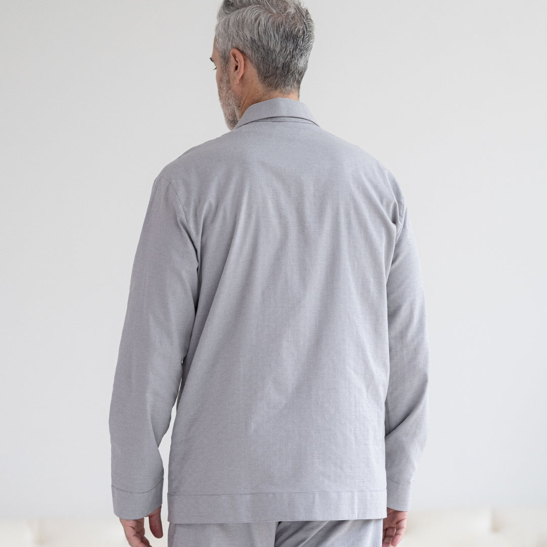 Long Sleeve Grey Pajama Top with Magnetic Closures