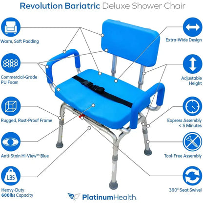 Revolution Pivoting Bariatric Swivel Shower Chair - 600lb Capacity