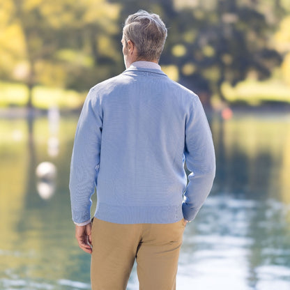 Classic Blue Adaptive Sweater with Magnetic Front Closure with Pocket