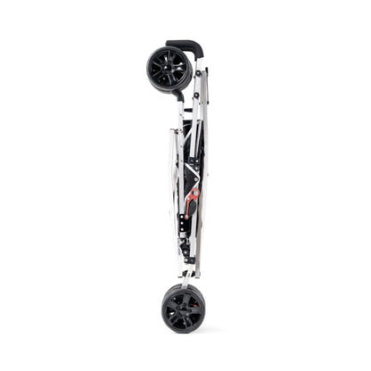 Black Coche special needs stroller folded flat and compact for easy storage and transport