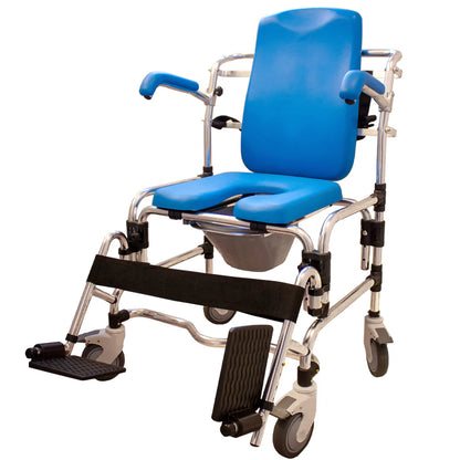 Professional Mobile Shower/Commode Chair with Padded Seating & Flip-Up Arms – Caspian™ by Platinum Health