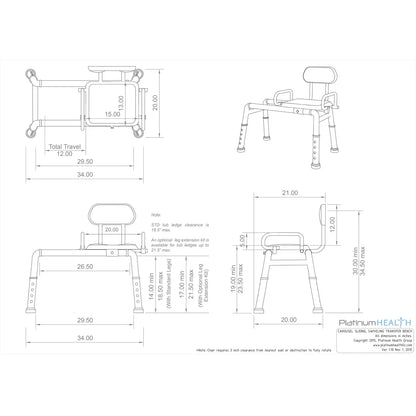 The Original Carousel Sliding Transfer Shower Bath Bench with Swivel Seat