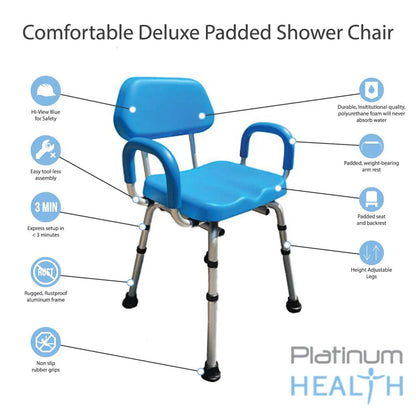 Comfortable(TM) Deluxe Bath / Shower Chair - Padded with Armrests