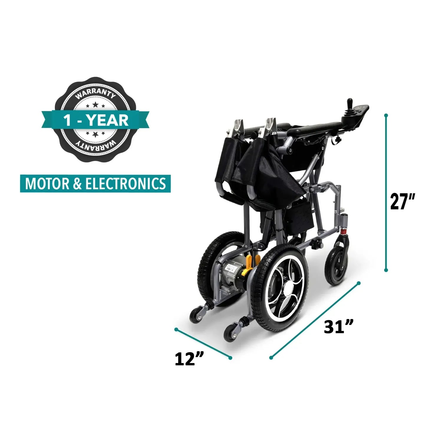 ComfyGO X-7 Electric Wheelchair – 40 lb Ultra Lightweight Folding Power Chair (Dual Battery)