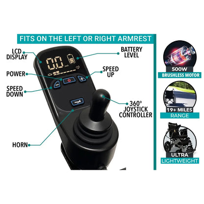 ComfyGO X-7 Electric Wheelchair – 40 lb Ultra Lightweight Folding Power Chair (Dual Battery)