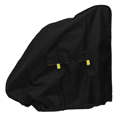 Diestco 3-slot power wheelchair cover laid flat showing two closed mail-slot closures with yellow pull tabs