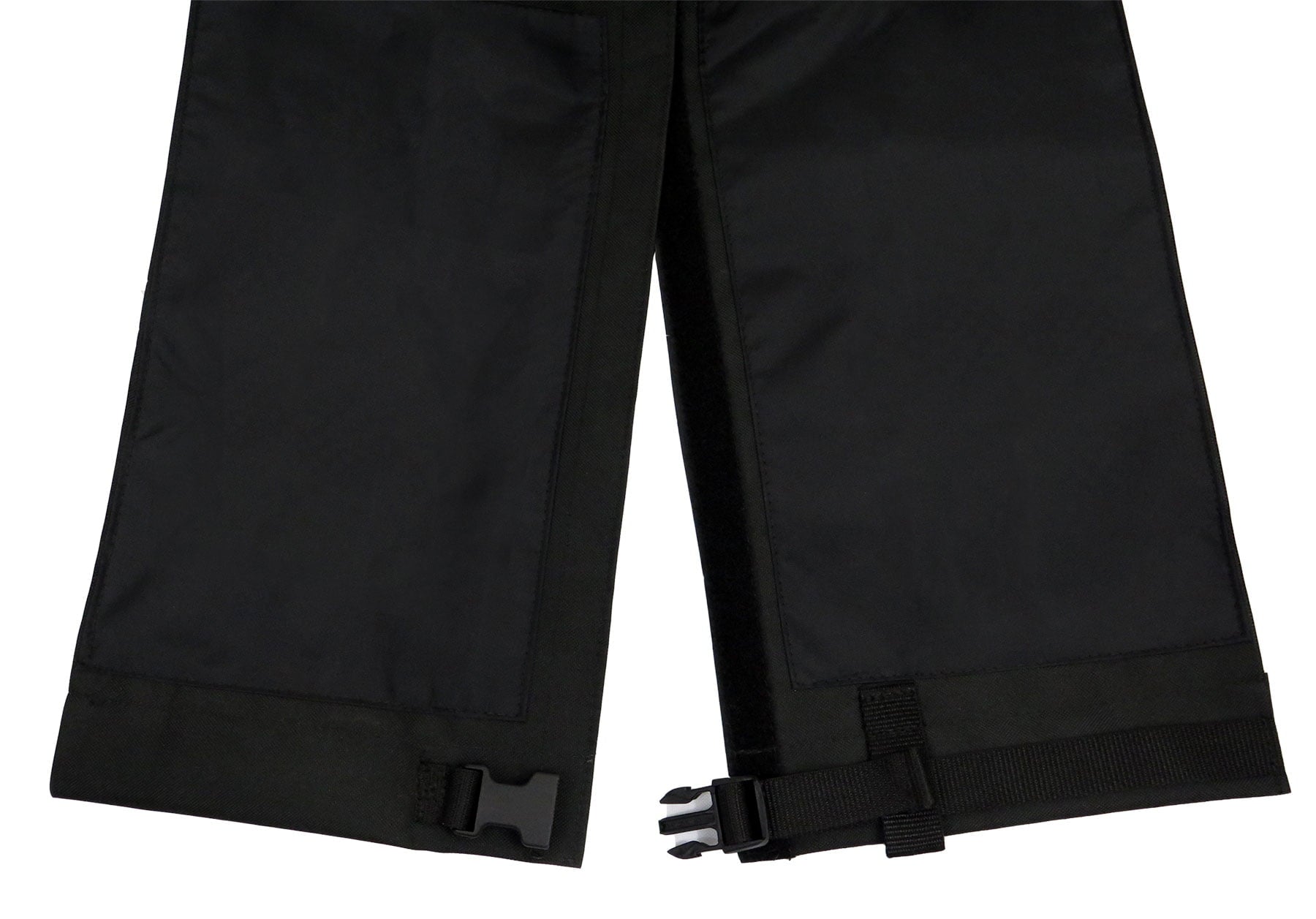 Close-up of the Diestco 4-corner slit power wheelchair cover's side-release buckle and webbing strap at a corner