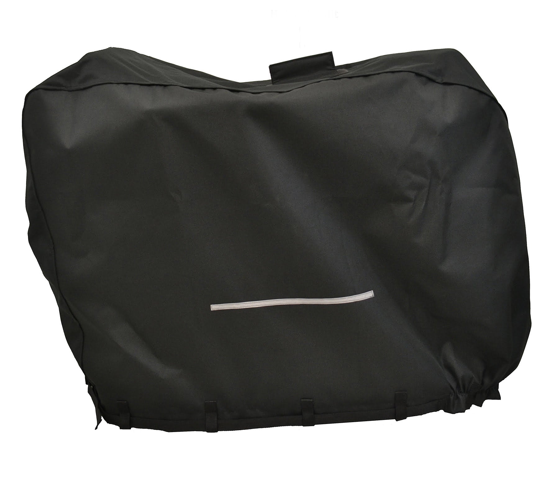 Diestco top slit mobility scooter cover in black with a reflective strip and bottom securing straps