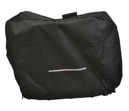 Diestco top slit mobility scooter cover in black with a reflective strip and bottom securing straps