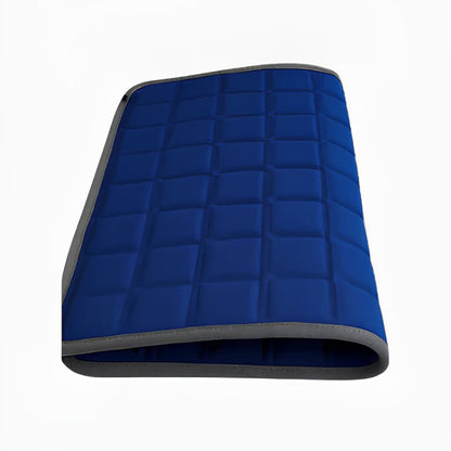 Blue Ease Cushion cooling gel insert flexed to show its soft, flexible, low-profile gel construction