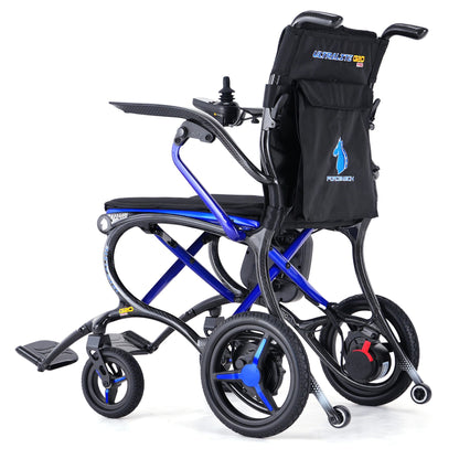 Forcemech G20 PRO carbon fiber folding electric wheelchair with rear storage pocket and joystick controller