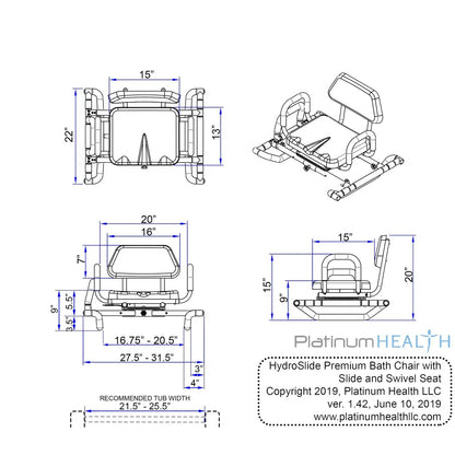 HydroSlide Sliding Bath Chair with Swivel Seat
