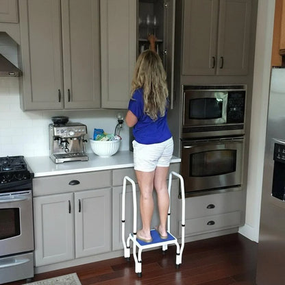 AdjustaStep Deluxe Step Stool with Dual Handle – Adjustable Height Safety Step with Handrails