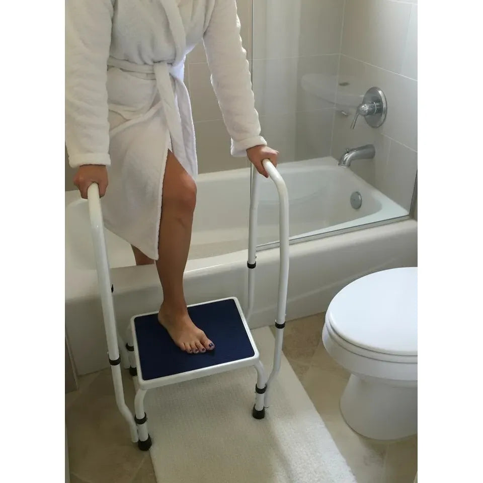 AdjustaStep Deluxe Step Stool with Dual Handle – Adjustable Height Safety Step with Handrails