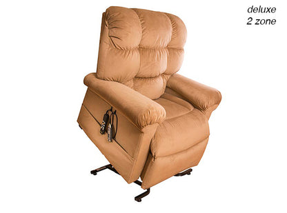 Journey Perfect Sleep Chair tan Microlux lift recliner with 2-zone positioning and smooth power assistance