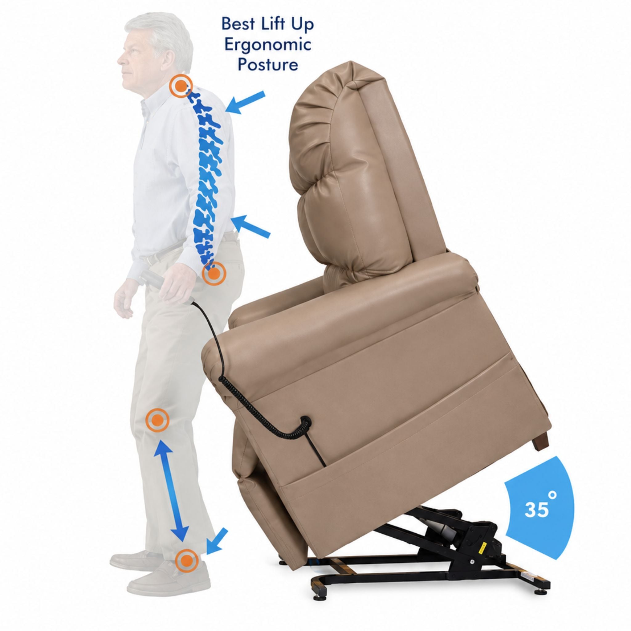 Journey Perfect Sleep Chair lifting user into standing position while supporting spinal alignment and posture