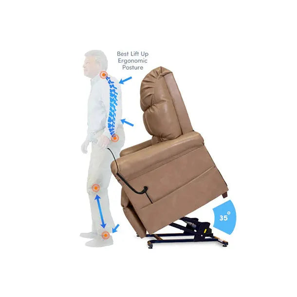 Journey Perfect Sleep Chair lift function helps raise chair position for easier sitting and standing transitions