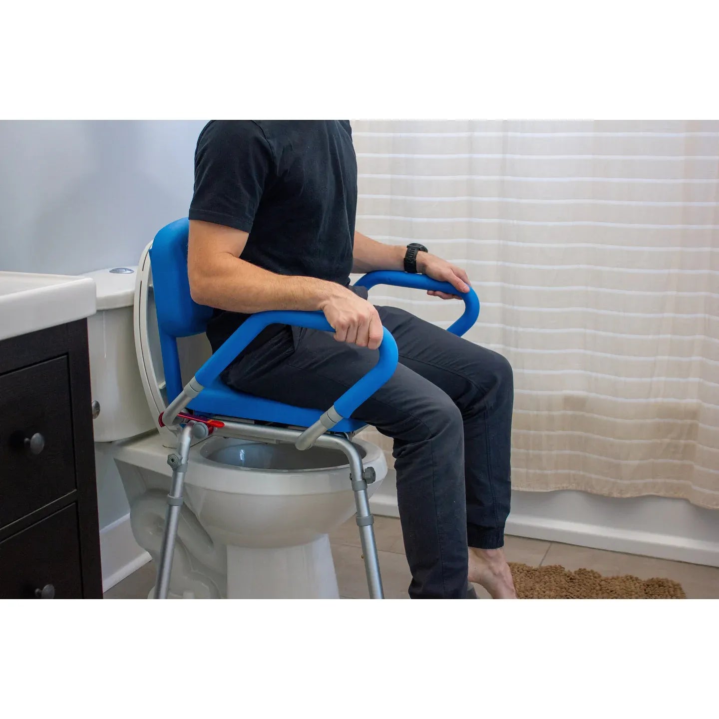 GentleBoost Uplift Assist Commode & Shower Chair with Integrated Toilet Safety Rail Self-Powered Uplift Seat