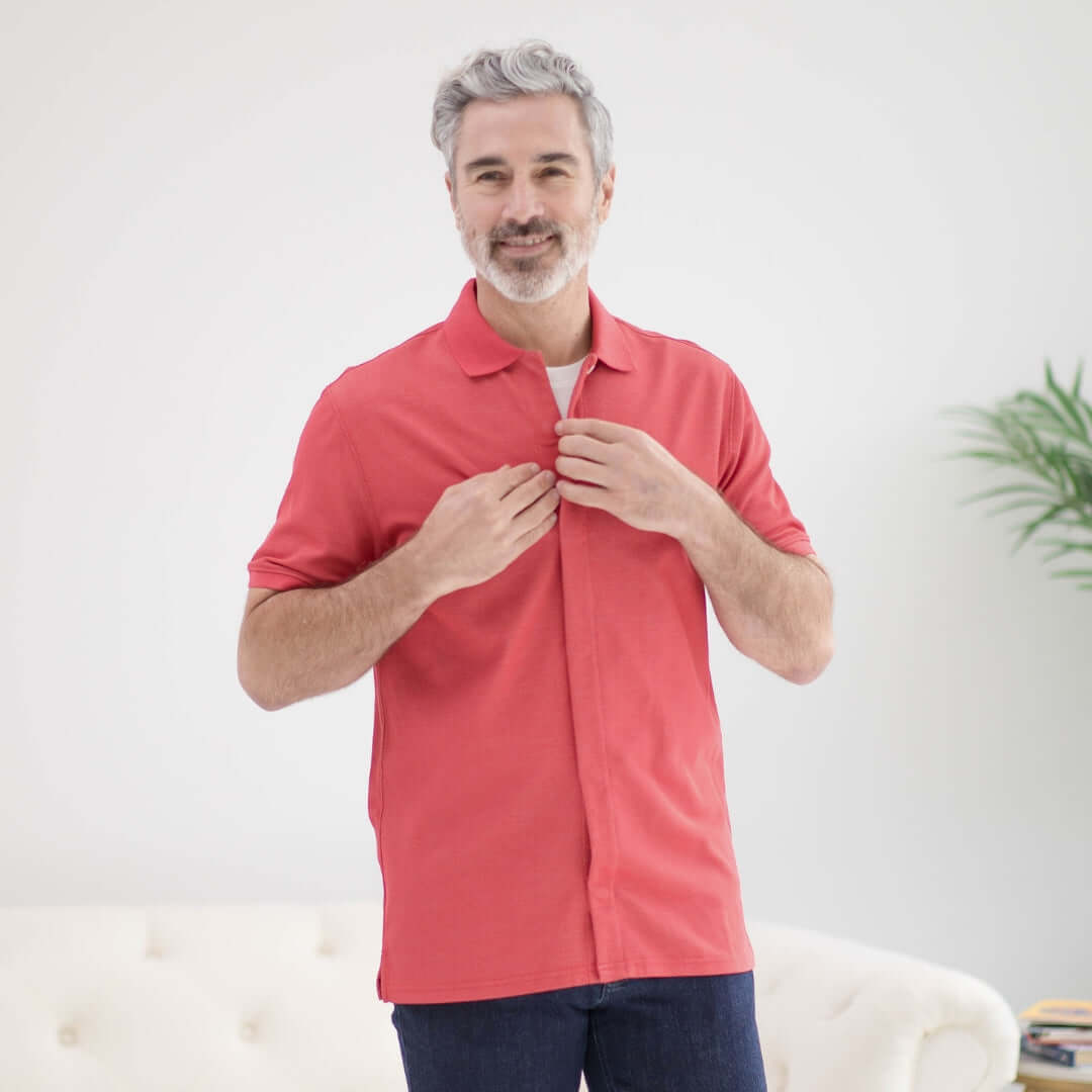 MagnaReady adaptive magnetic polo shirt easy dressing classic fit knit polo
