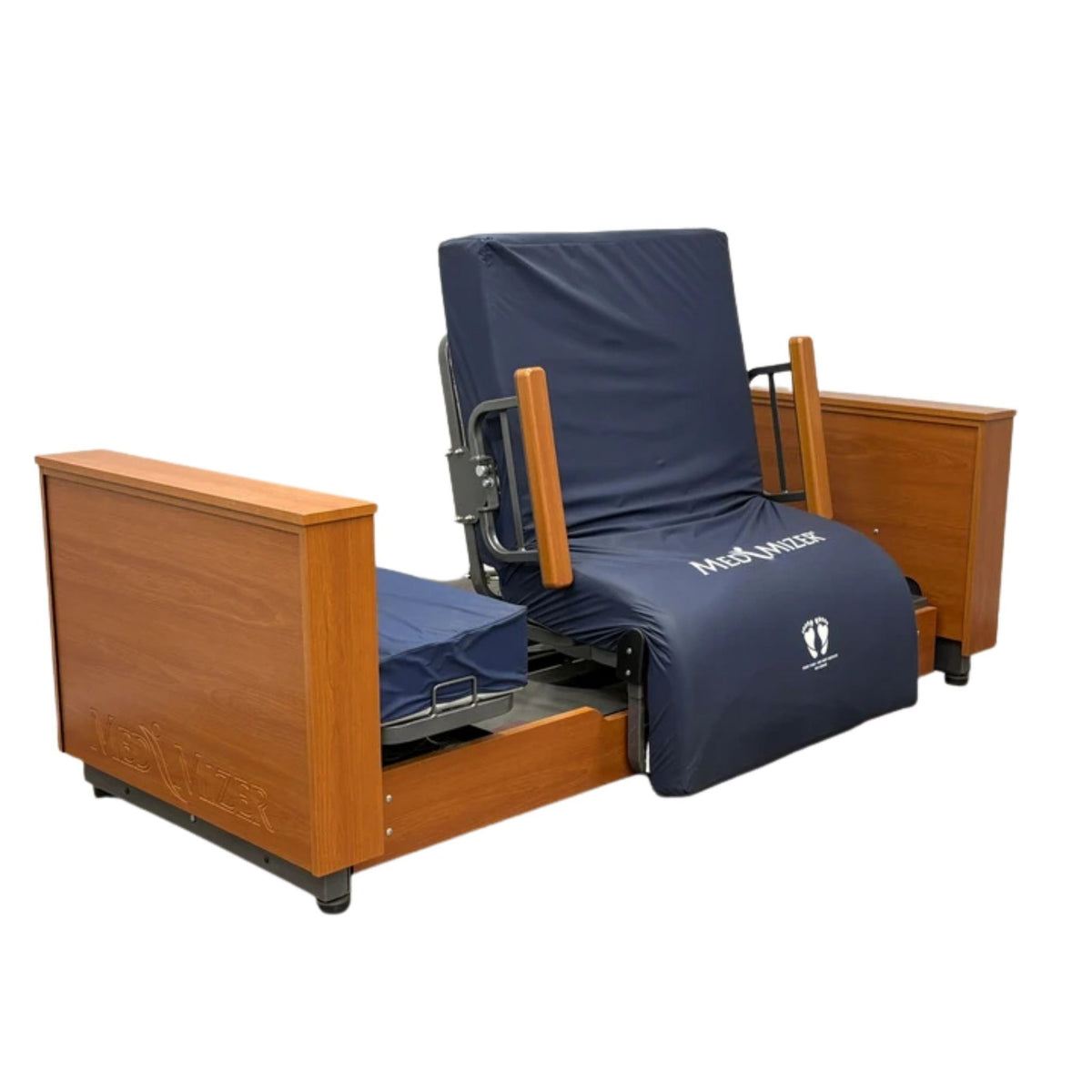 Med-Mizer ActiveCare Deluxe rotating pivot bed turned to a full chair position for easier getting in and out of bed