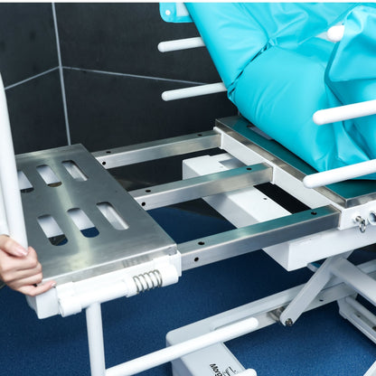 Extendable platform on Morgan AH Medical bathing trolley for additional patient support