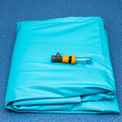 Folded waterproof bathing liner for Morgan AH Medical shower and bathing trolley