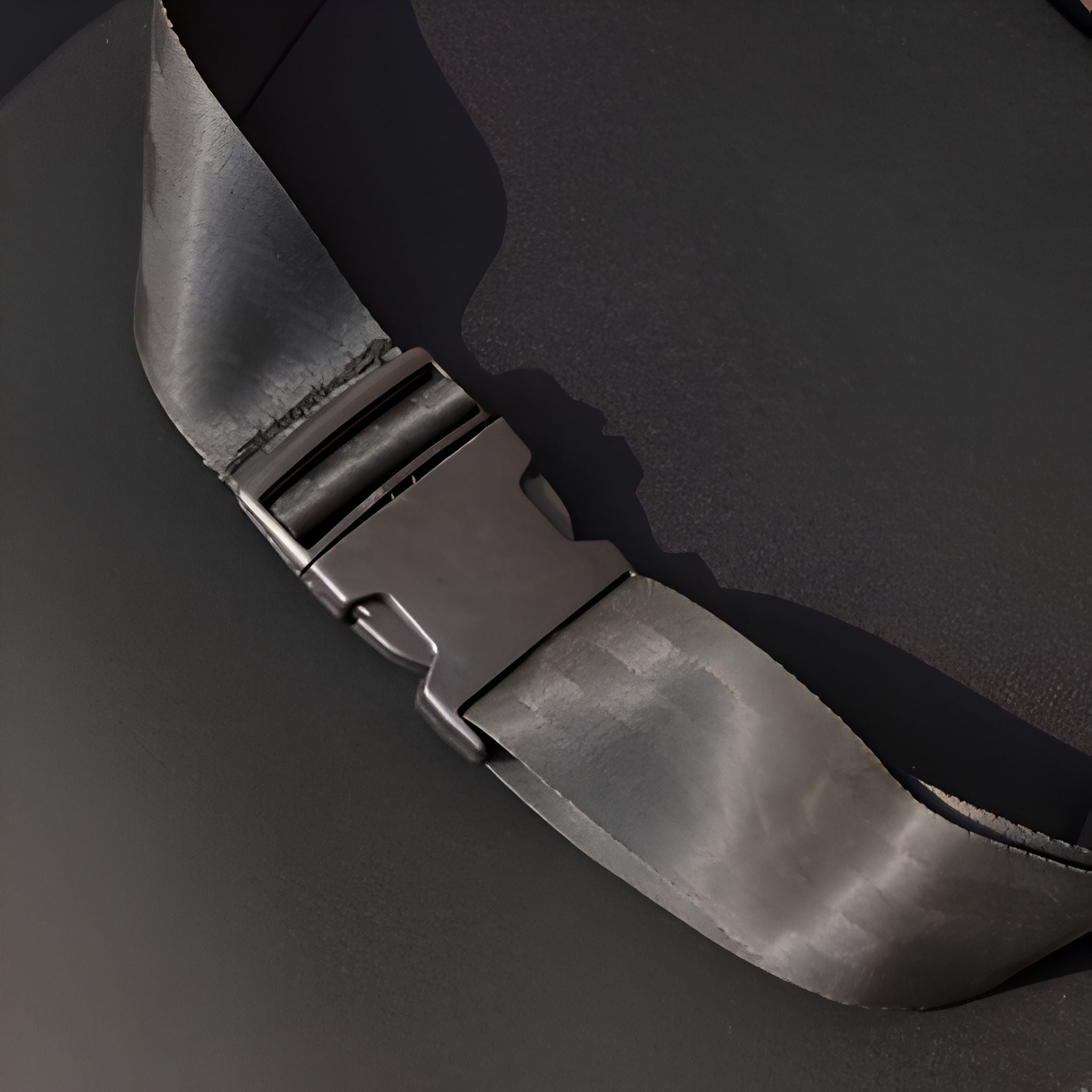 Close-up of the OAS Air Ultra built-in safety belt with a quick-release buckle across the seat